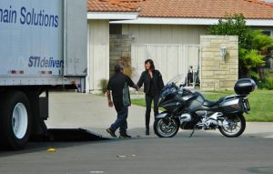 Picking up a motorcycle at our customers residence