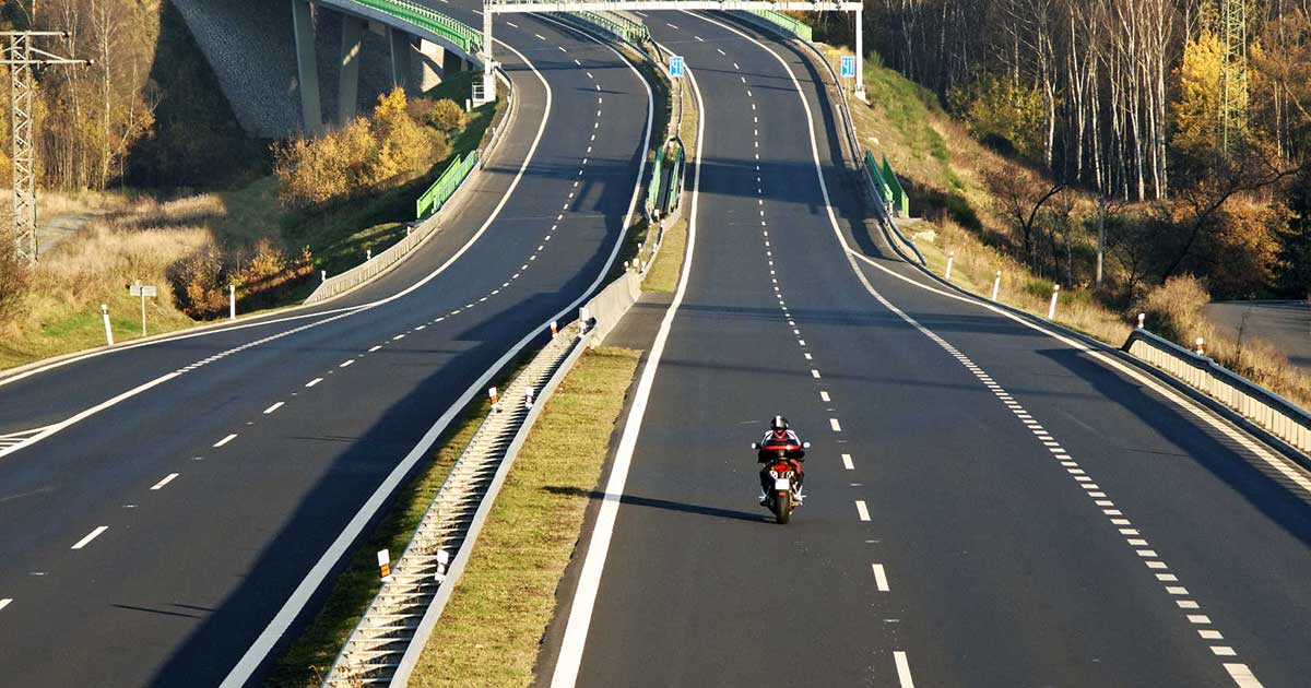 Motorcycle Rider on an Open Highway