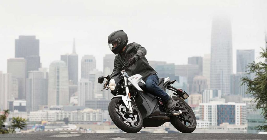 Man Riding Zero Electric Motorcycle