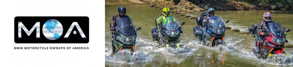 BMW MOA Motorcycle Riders Crossing a Creek