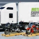 motorcycle shippers truck in warehouse