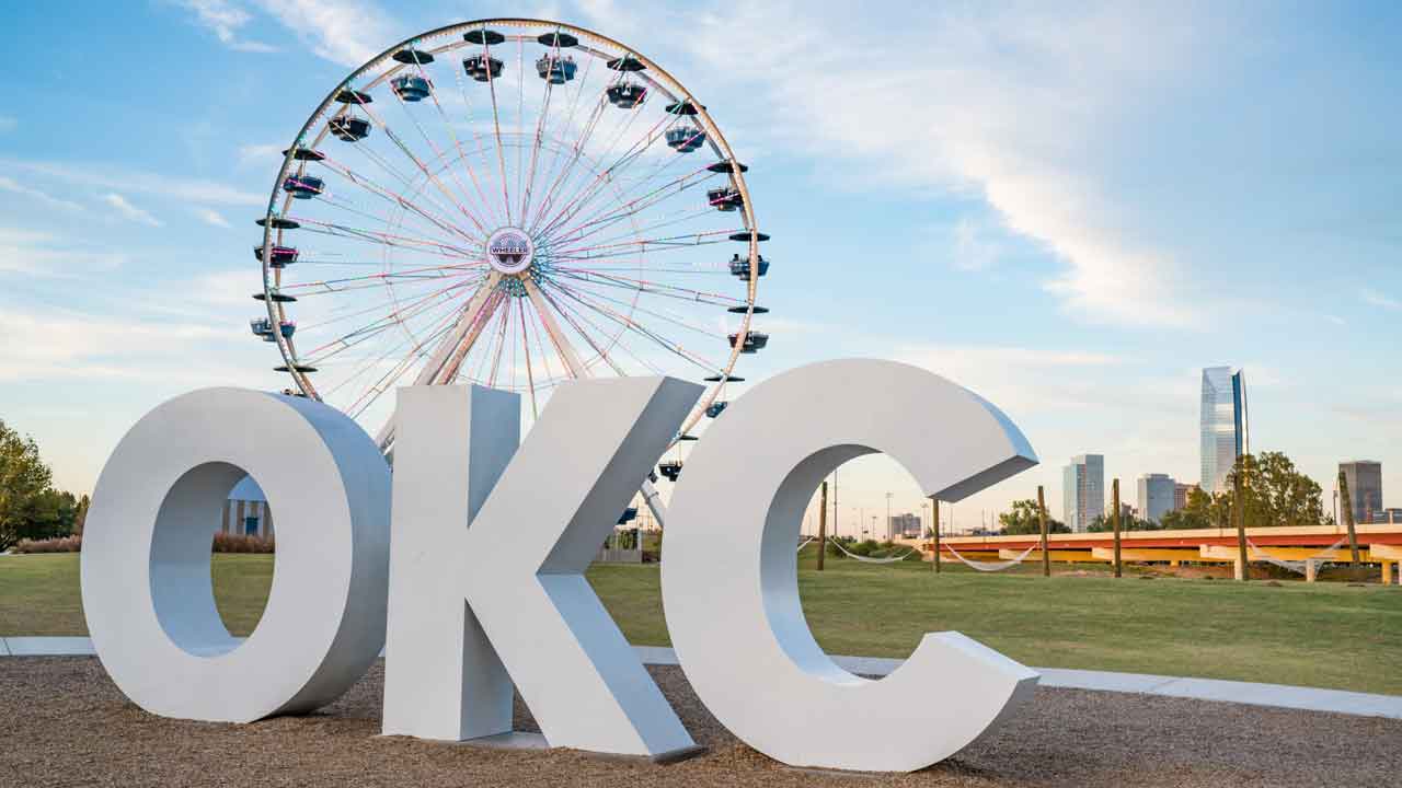 Oklahoma City Oklahoma OKC Letters and Ferris Wheel