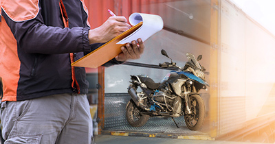 Motorcycle Freight Shipping Vehicle Inspection