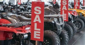 Showroom full of ATV's for sale.